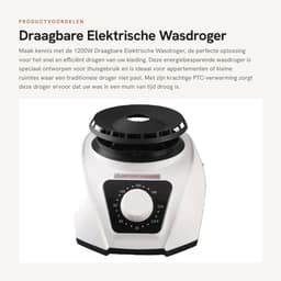 Dailygoods - Draagbare Elektrische Wasdroger - Energiebesparend - Compact formaat - Thuisgebruik - Krachtige 1200W - Ideaal voor kleine ruimtes — thumbnail 1
