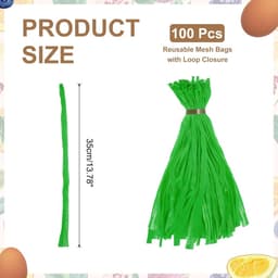 Herbruikbare Netzakken - Opbergzakken - Boodschappen Opbergen - Met Gespsluiting - 100 Stuks - Groen — thumbnail 2