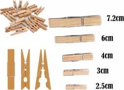 Houten knijpers - Decoratieve klemmen - Foto's ophangen - Natuurlijk berkenhout - 100 stuks - Houtkleur — thumbnail 2