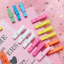 Dailygoods- Knutselharingen 10 m Koord - Mini Wasknijpers Hout - Fotobevestiging - Cadeau-accessoires - Creatieve Klemmen - Stabiel en Goed Afgewerkt — thumbnail 2