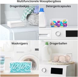 Dailygoods- Wasdroger Vel Houder - Doorzichtige Acryl Container met Deksel - Opbergdoos voor Wasknijpers - Droogballen - Waspods - 1,8 L Capaciteit — thumbnail 3