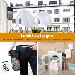 Wasknijperzak - Net tas - Wasknijpers opbergen - 300 vakken - 20 x 30 cm - Zwart — thumbnail 2