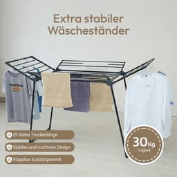 Dailygoods - Extra groot en stabiel droogrek met vleugels - 25 m drooglijnlengte — thumbnail 3
