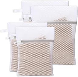 SnelShoppen - 4 Stuks Netwaszakken voor Lingerie - Mesh Waszakken met Ophanglus - Lichtgrijs - Ideaal voor Ondergoed en Delicate Kleding — thumbnail 1