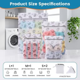 SnelShoppen - 6 x Wasnetten voor Wasmachine, 4 Waszakken (2S, 1M, 1L) en 2 Geurparel Zakjes, Rits Waszakken voor Ondergoed, Blouses, Gevoelige Kleding — thumbnail 5