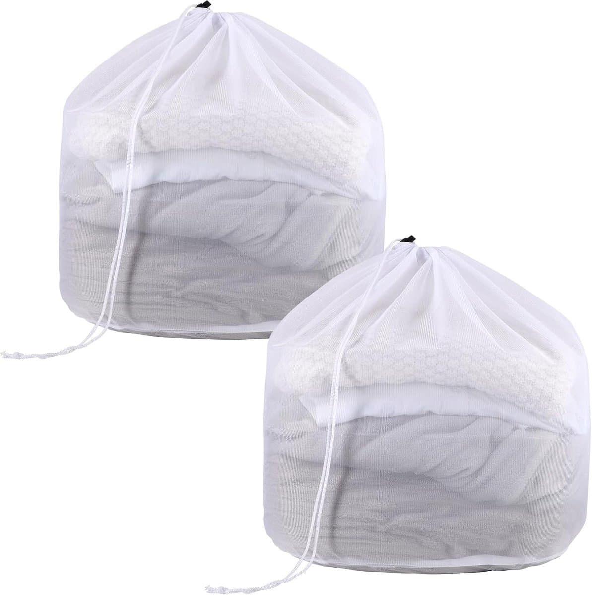 SnelShoppen - 2 Wasnetten voor Wasmachine 50 x 60 cm, Herbruikbare Waszakken met Koordstopper voor Ondergoed, Beddegoed, Baby Kleding en Sokken — afbeelding 1
