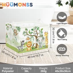 SnelShoppen - Schattige wasmand 36L met olifant design, waterdicht polyester, opbergmand voor kleding en speelgoed, ideaal voor kinderen, studenten en — thumbnail 2