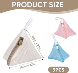 3 stuks - Waszak - Mini waszakjes - Mini Mesh Waszakken - Tas Wasnetten - Reiswaszak - Waszak Wasmachine - BH-waszakje - met rits - huishoudelijke artikelen - voor bh's, ondergoed, sokken en kleine accessoires - 12*12 cm - roze, blauw, beige — thumbnail 2