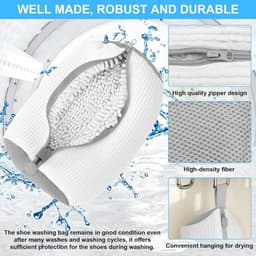 SnelShoppen - Shoe Washing Bag 2 Stuks - Wasmachine Schoenwaszak - Herbruikbare Waszak voor Schoenen met Rits - Bescherming tegen Schade en Kleuroverd — thumbnail 3