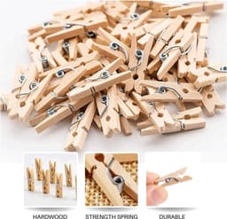 Wasknijpers Houten 100 Stuks - Kleine Wasknijpers - Mini-Klemmen - Sierklemmen - Voor Fotowand - Gastgeschenk — thumbnail 4