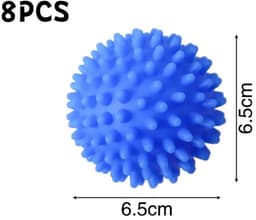 8 stuks - Reinigingsballen voor de was - Wasballen voor de wasmachine - Droogballen - Antiklit- en vlekverwijderingsballen - Blauw - 6,5 cm - Herbruikbaar - Voor pluizige kleding - Geschikt voor wasmachines en drogers — thumbnail 5