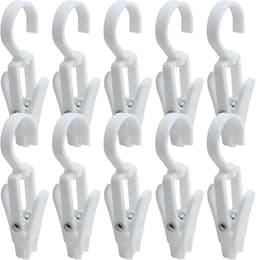 Wasknijpers met Haak - 10 Stuks - Drooghaak voor kleding - met 360 graden draaibare haak - Droogrek Knijpers - Wasknijpers - Kunststof - Anti Slip - Veelzijdig - draagbare antislip plastic hangers clips - Wit — thumbnail 1