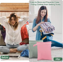SnelShoppen - Wet Bags 40 x 30 cm, Waterdichte Natzakken waszak set van 2 grijs-groen en 2 roze, Herbruikbare Reiszakken voor natte kleding, Zwembad, — thumbnail 5
