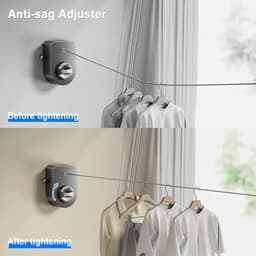 Wasknijper Uittrekbaar - Drooglijn Binnen - Kleding Drogen - Anti-Zaksysteem - 4.2 Meter - Zilver — thumbnail 3