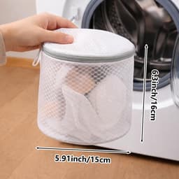 Set van 2 waszakken van mesh voor bh's, met cilindrische ritssluiting, geschikt voor de wasmachine, ideaal voor bh's, ondergoed, sokken en reiskleding. Handig voor het opbergen en organiseren van je kleding. Afmetingen: 15 cm * 17 cm — thumbnail 2