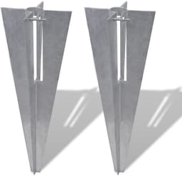 Grondanker voor Ronde Palen - 2 Stuks - Geschikt voor Ø 34 mm - Verzinkt Staal - Hoogte 50 cm - Inslaganker voor Tuinafscheiding & Hekwerk - Roestvrij — thumbnail 1