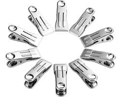 Metalen Wasknijpers - Opbergklemmen - Kleding Drogen - Roestvrij Staal - 8 Stuks - Wit