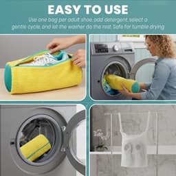2 stuks - Schoen waszak - Schoenwaszak - Schoenwaszak voor Wasmachine - Schoenentas - geschikt voor wasmachine en droger - geel - Herbruikbaar - 39*19 cm - 360° rondom reiniging — thumbnail 4