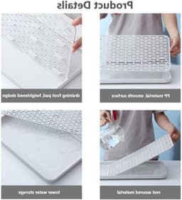 Keukenafvoersysteem met lekbak, multifunctioneel droogrek voor borden en bestek, 31x17 cm, wit, 1 stuk — thumbnail 2