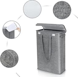 Vouwbare Wasmand met Deksel 45L, Ruimtebesparende Opbergbox voor Vuile Was met Handvat, Waterafstotend en Geschikt voor Badkamer en Slaapkamer — thumbnail 5