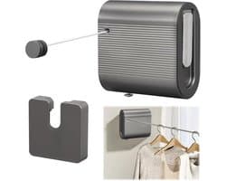 Sander Shop Waslijn voor balkon, intrekbaar, 4,2 m, waslijn voor buiten, intrekbaar, wanddroogrek, waslijn, wandmontage, voor badkamer, dekbedden, kleding (grijs)