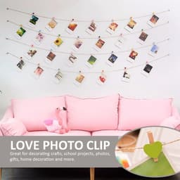 Wasknijpers Hartjes - Fotoclips Hout - Decoratieve Foto's - Kleurrijk Hart Design - 50 stuks - Meerkleurig — thumbnail 3