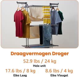Droogrek - Inklapbaar Wasrek - Droogtoren - Wastoren - Zwart — thumbnail 2