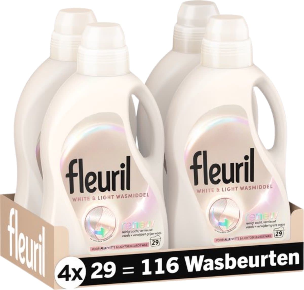 Fleuril White & Light - Vloeibaar Wasmiddel - Witte en Pastelkleuren Was - 4x29 Wasbeurten - Voordeelverpakking — afbeelding 1