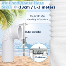 Afvoerslang Airco - Flexibele Slang - Airco Ventilatie - Versterkte Staaldraad - 13cm x 3m - Wit — thumbnail 5