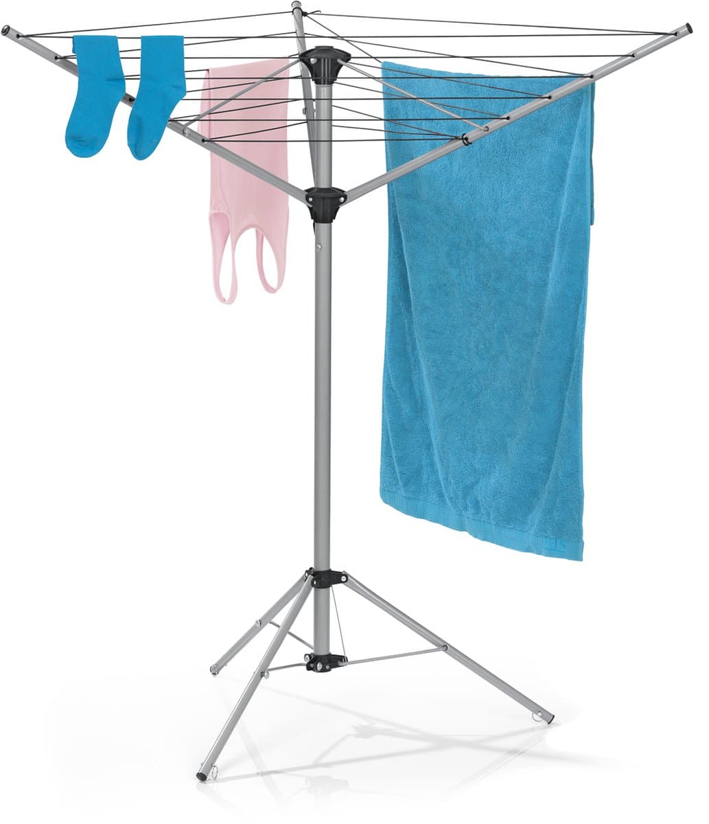 EASYmaxx Droogmolen, inklapbaar droogrek voor binnen en buiten, weerbestendig en licht, in 4 standen in hoogte verstelbaar, ca. 14 cm x 11 cm x 131 cm [aluminium] — afbeelding 1