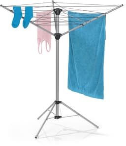 EASYmaxx Droogmolen, inklapbaar droogrek voor binnen en buiten, weerbestendig en licht, in 4 standen in hoogte verstelbaar, ca. 14 cm x 11 cm x 131 cm [aluminium] — thumbnail 1