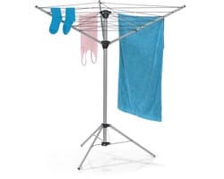 EASYmaxx Droogmolen, inklapbaar droogrek voor binnen en buiten, weerbestendig en licht, in 4 standen in hoogte verstelbaar, ca. 14 cm x 11 cm x 131 cm [aluminium] — afbeelding 1