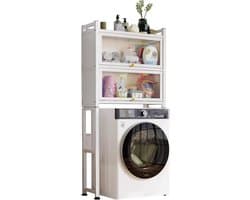 Plank boven Wasmachine - Opbergrek Wasruimte - Ruimte Besparen - Met Vouwdeuren - 167 cm - Wit