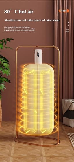 Mini draagbare opvouwbare elektrische droger met slimme timer voor snel drogen. Opbergkast voor thuis met droogzak en winteraccessoires. — thumbnail 2