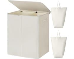 KAD® Wasmand - Wassorteerder - Wasmand 2 Vakken - Wit - 63cm x 37cm x 69cm