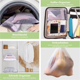 Set van 6 mesh waszakken met ritssluiting - 6 stuks (4 mannen + 2 kinderen) - geschikt voor bh's - reiskleding - schoenen - koffer en babykleding — thumbnail 4