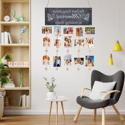 Fotohouder met wasknijpers, 6 touwen van 90 cm + 10 clips + 5 harten, licht en robuust, verstelbare ophanging - ShopVlot — thumbnail 5