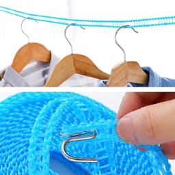 Winddichte en antislip waslijn - 3 rollen van 5 meter, draagbare kledinglijn voor binnen en buiten, ideaal voor het ophangen van kleding en handdoeken — thumbnail 2