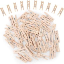 TOVBMUP Mini wasknijpers - Duurzaam hout - 25 mm kleine houten wasknijpers - Fotoklemmen - Hobbyklemmen - 100 stuks — thumbnail 4