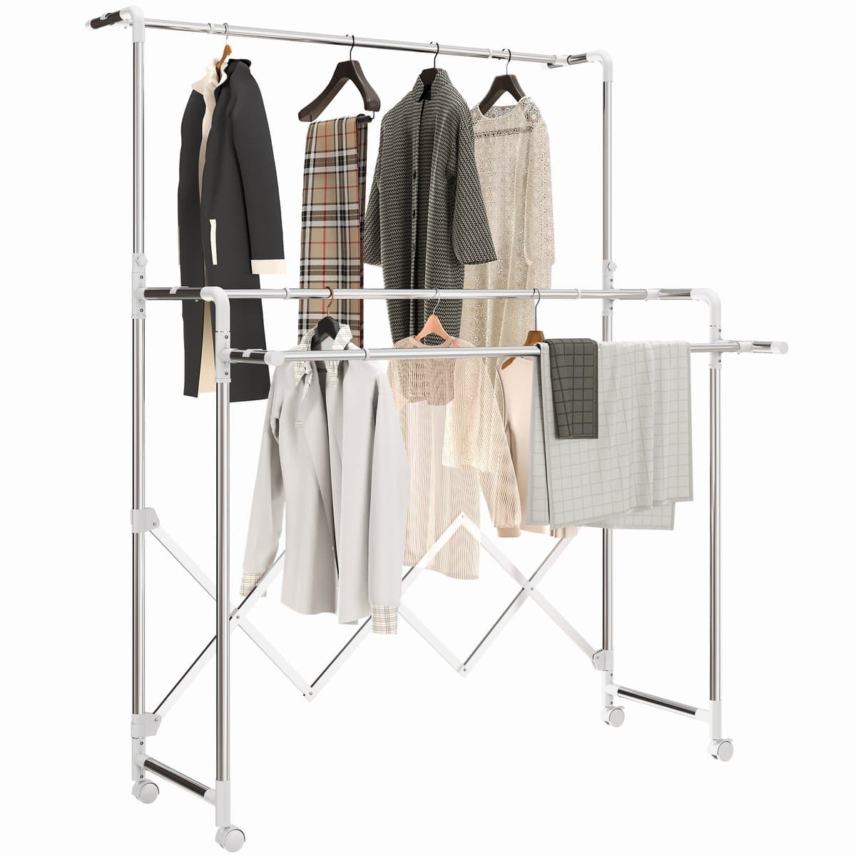 Wasdroogrek opvouwbaar tot 50 x 6 x 150 cm ideaal voor kleine woonruimtes zoals appartementen of wasruimtes ruimtebesparend makkelijk op te bergen — afbeelding 1