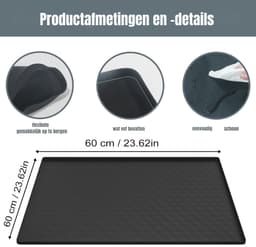 RUX® Lekbak Wasmachine - Lekbak - Anti Trillingsmat Wasmachine - Lekbak Wasmachine 60x60 - Lekbak Wasmachine Universeel - Zwart - 60cm x 60cm x 2cm — thumbnail 4