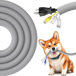 Kabelbeschermhoes 3m 12.7mm Grijs, Bescherming tegen Kauwen door Huisdieren, Uitbreidbare Gevlochten Kabelbeheer met 8 Kabelbinders voor Organisatie en Veiligheid — thumbnail 1