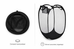 HEM Opvouwbare Waszak 64 Liter – Pop-up Wasmand – Inklapbare Laundry Bag met Handgrepen – 36x36x58 cm – Zwart – Inclusief HEM Microvezeldoekje — thumbnail 3