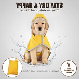 Waterproof Hondenregenjas met Capuchon en Reflecterende Strepen voor Kleine en Grote Honden - Verstelbare Regenjas in Geel, M - XL — thumbnail 2