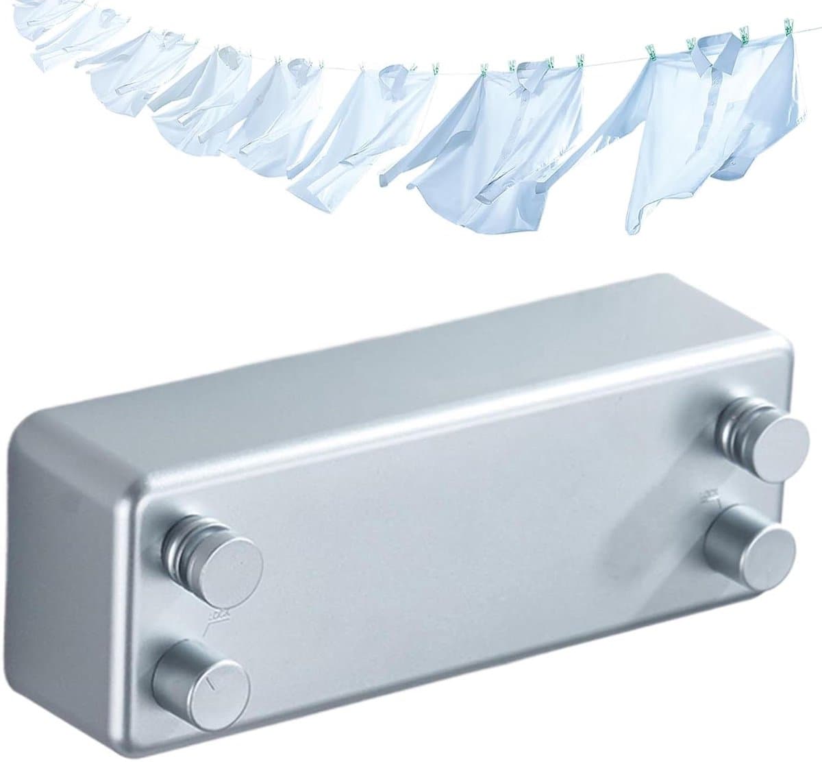 Intrekbare Waslijn - Droogrek Kledinglijn - Kleding Drogen - Ruimtebesparend Ontwerp - 23 cm - Zilver — afbeelding 1