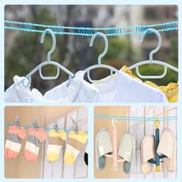 Outdoor Waslijn - Kledinglijn Touw - Kleding Drogen - Winddicht Ontwerp - 3 Stuks 5 Meter - Blauw Groen Roze — thumbnail 5