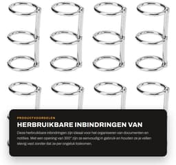 Dailygoods- Inbindringen Gegalvaniseerd Metaal - Herbruikbare Notebookringen - 3 Gaten - Losbladige Binding - Robuust Ontwerp - Superieure Functionaliteit - Notitieboekringen — thumbnail 1