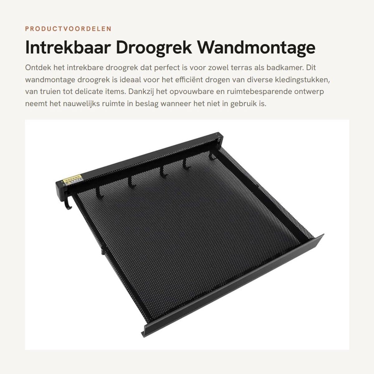 Dailygoods- Droogrek Intrekbaar - Wandmontage - Opvouwbaar - Aluminium - Ademend Mesh - Ruimtebesparend Ontwerp - Kledingrek — afbeelding 1