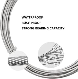 Dailygoods- Gordijnkabel 5 m - Roestvrij Staal - Waslijn - Spansysteem - Multifunctioneel - Inclusief Houders/Screws — thumbnail 3