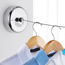 Dailygoods- Waslijn Zware Kwaliteit - Intrekbaar - Roestvrij Staal - Veiligheidsmechanisme - Voor Binnen/Buiten - 3,8 m Lengte - Kledingdrooglijn — thumbnail 2